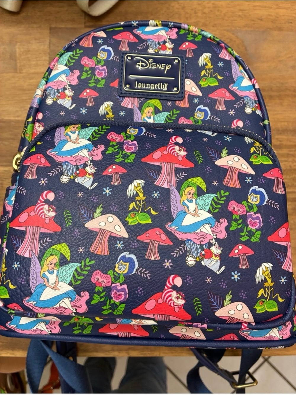 Loungefly Kids Navy Alice in Wonderland Mushroom Mini Backpack